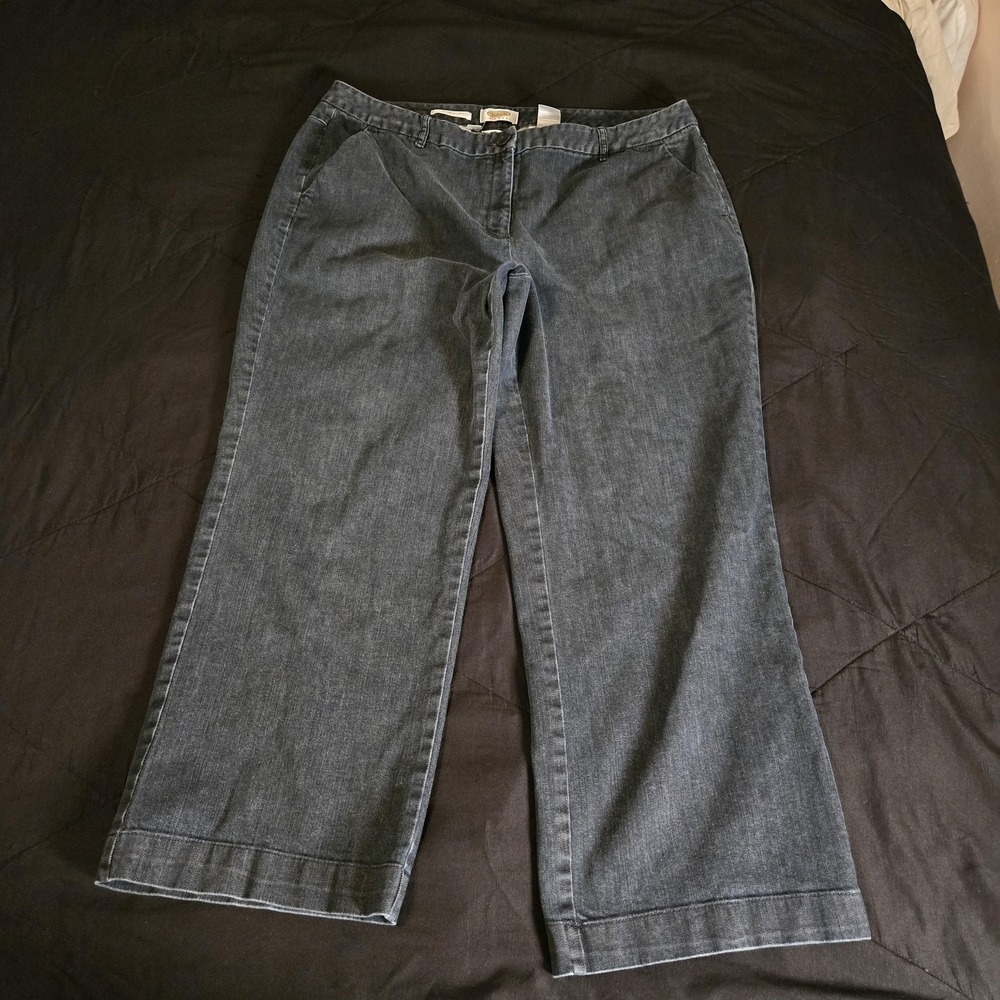 Talbots Wide Leg Jeans Womens 18W Gray Excellent Tailored Fit Stretch Denim